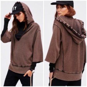 NWT Free People West Track brown distressed hoodie